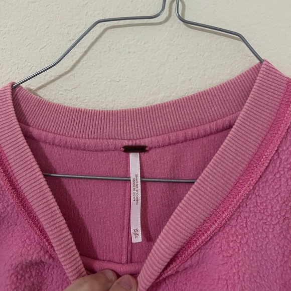 Free People Washed Ashore Crewneck Dress Pink Women's Size XS Oversized Raw Hem - Picture 8 of 9